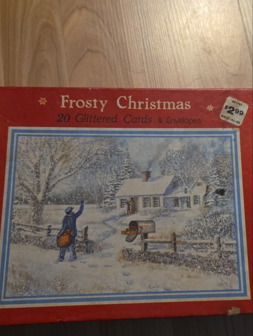 Vintage Frosty Christmas Card Set - Red Holiday Box *12 Cards*